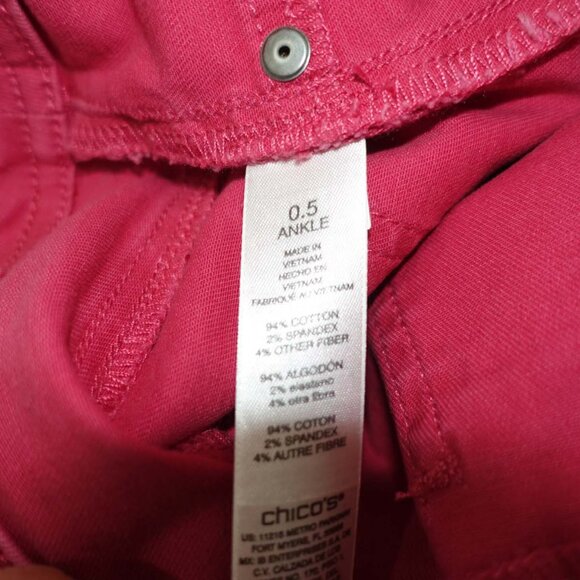 Chico's Womens Girlfriend Slim Leg Ankle Pull On Jeans Size 0.5 / 6 Pink Stretch - Picture 4 of 6